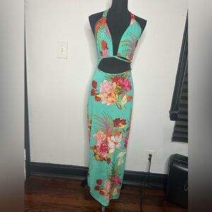 Floral Cutout Maxi Dress - Multicolor